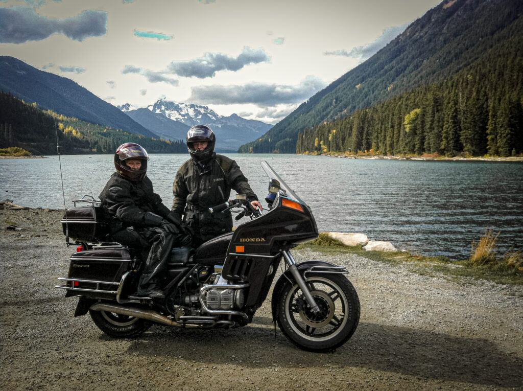 Grace and Gene on their motorcycle
