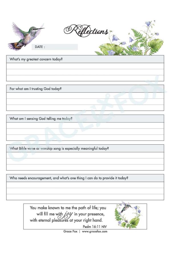 Daily Reflections Journal - Birds (Grace Fox Store) Grace Fox Printables: Daily Reflection Journal