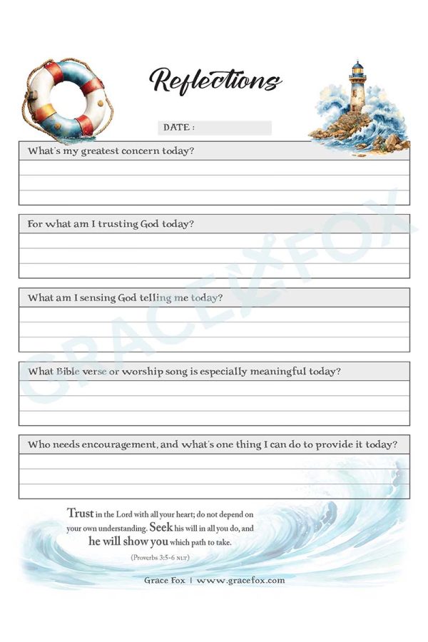 Daily Reflections Journal - Marine (Grace Fox Store) Grace Fox Printables: Daily Reflections Journal