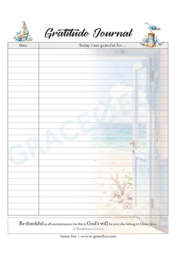Gratitude Journal - Marine (Grace Fox Store) Grace Fox Printables: Gratitude Journal