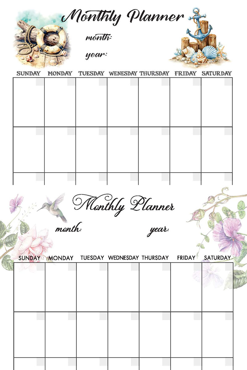 Grace Fox Printables: Monthly Planner