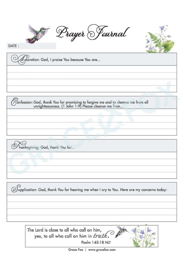 Prayer Journal - Birds (Grace Fox Store) Grace Fox Printables: Prayer Journal