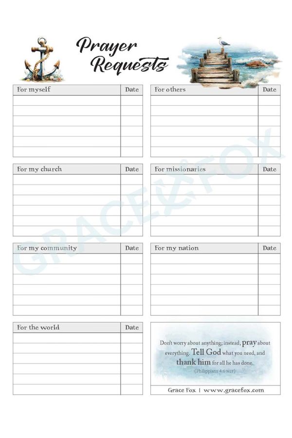 Prayer Request Journal - Marine (Grace Fox Store) Prayer Request Journal - Marine (Grace Fox Store)