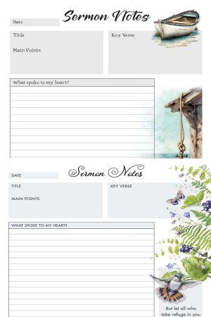 Grace Fox Printables: Sermon Notes Journal