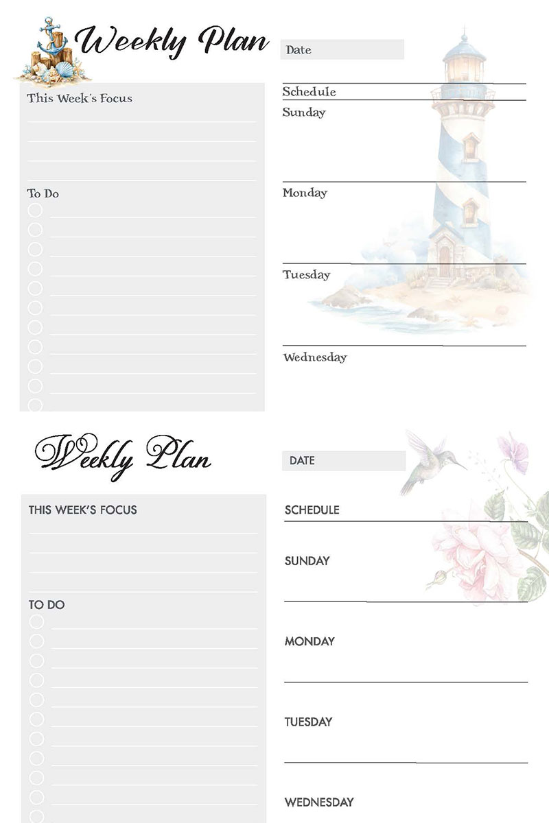 Grace Fox Printables: Weekly Planner